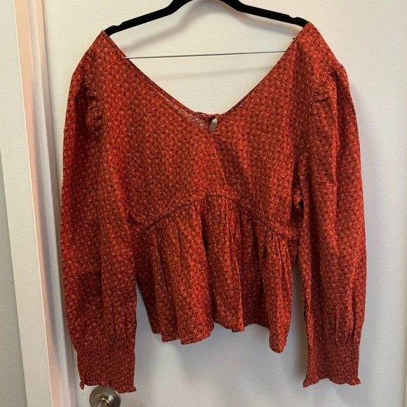 NWOT Madewell Tie-Back Peplum Top in Campden Daisies - Picture 2 of 3